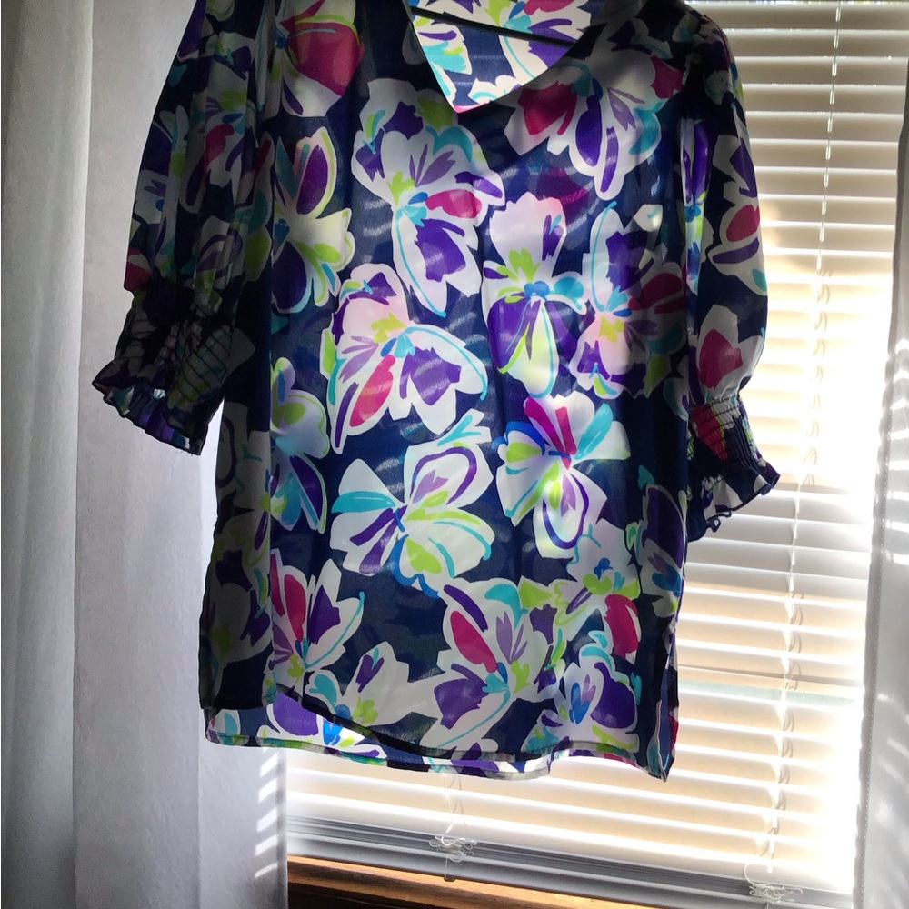 Periwinkle by Barlow Floral Blouse - Blue and Purple